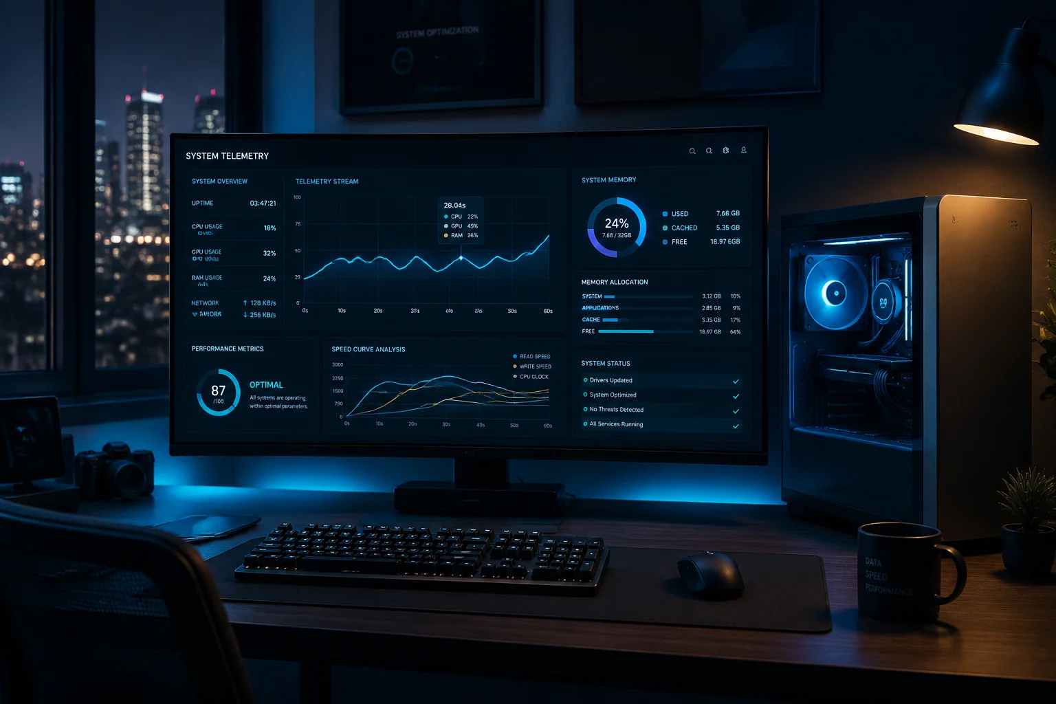 Cleane-pcc intelligent system optimization dashboard and hardware acceleration interface